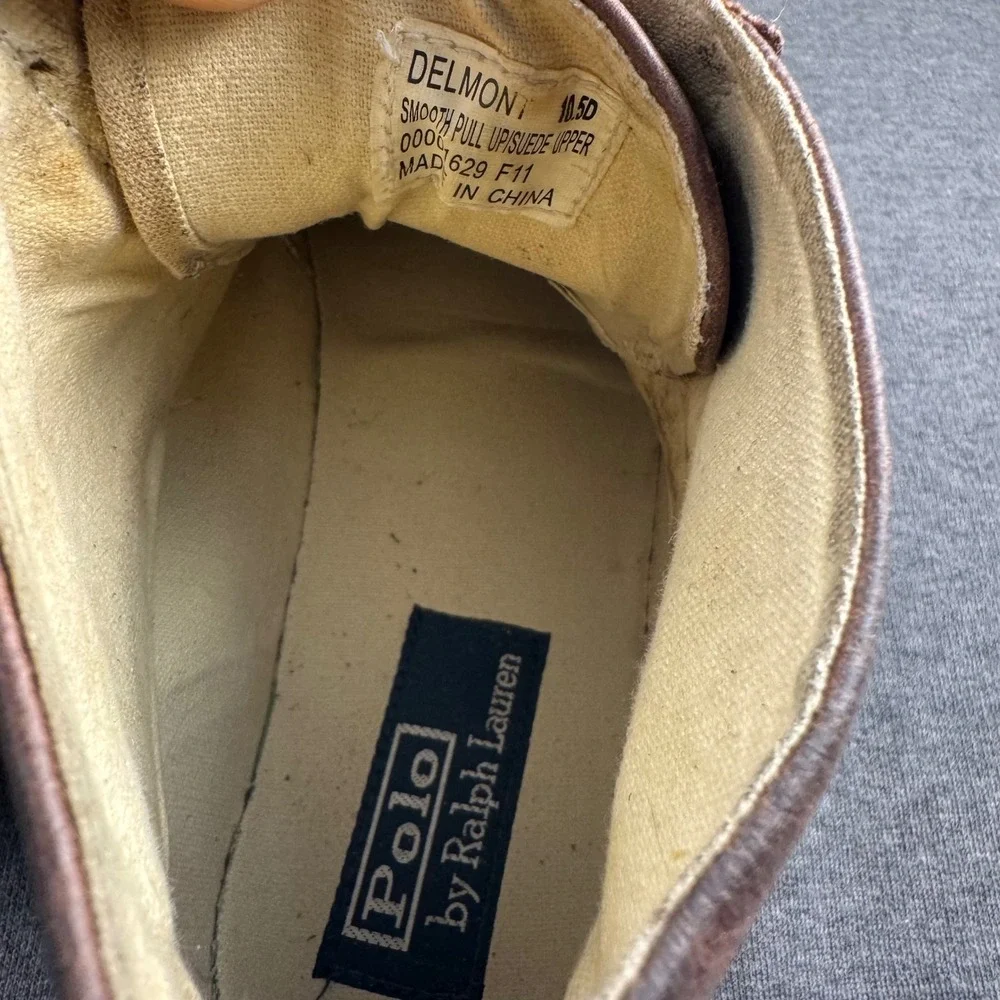 Polo Ralph Lauren Delmon‎ Mens Brown Leather Suede Chukka Boots Size 10.5D